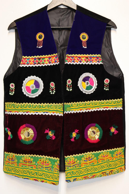 Afghan Traditional Men's Vest Hand-made and Gull Duzi with Multi Color