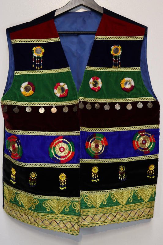 Afghan Traditional Men's Vest Hand-made and Gull Duzi with Multi Color