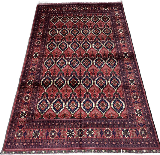 9'7'' x 6'6'' Fine Afghan Handmade Wool Rug