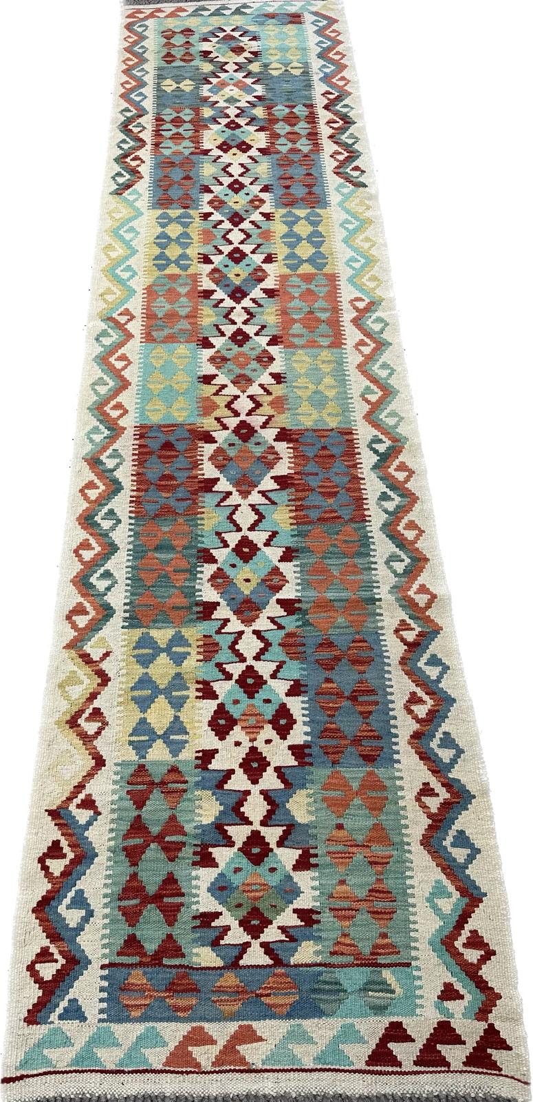 10' x 2'4.5'' Runner Afghan Kilim Handmade Rug