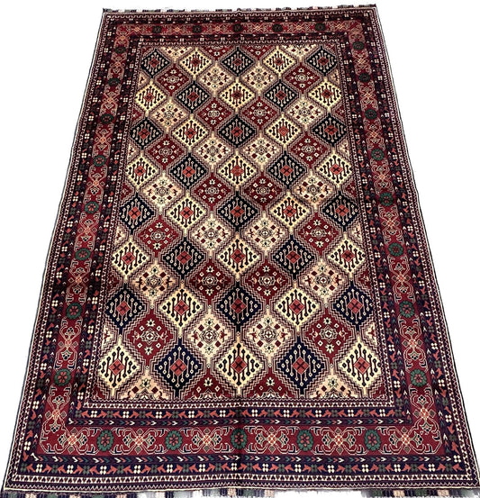 9'10'' x 6'8'' Fine Afghan Handmade Wool Rug