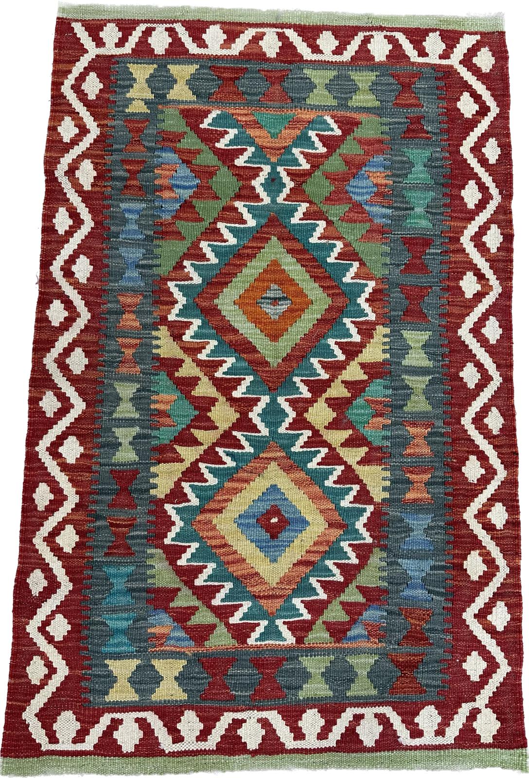 3'9.5'' x 2'10'' Afghan Kilim Handmade Rug