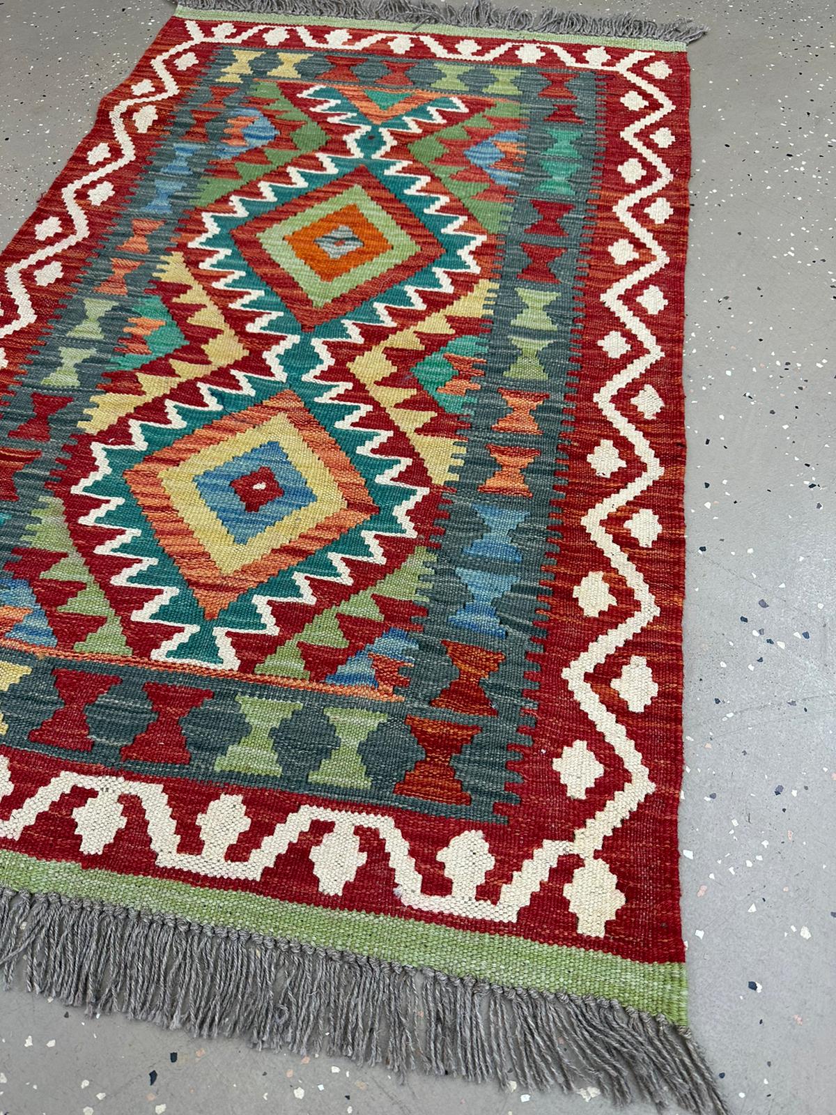 3'9.5'' x 2'10'' Afghan Kilim Handmade Rug