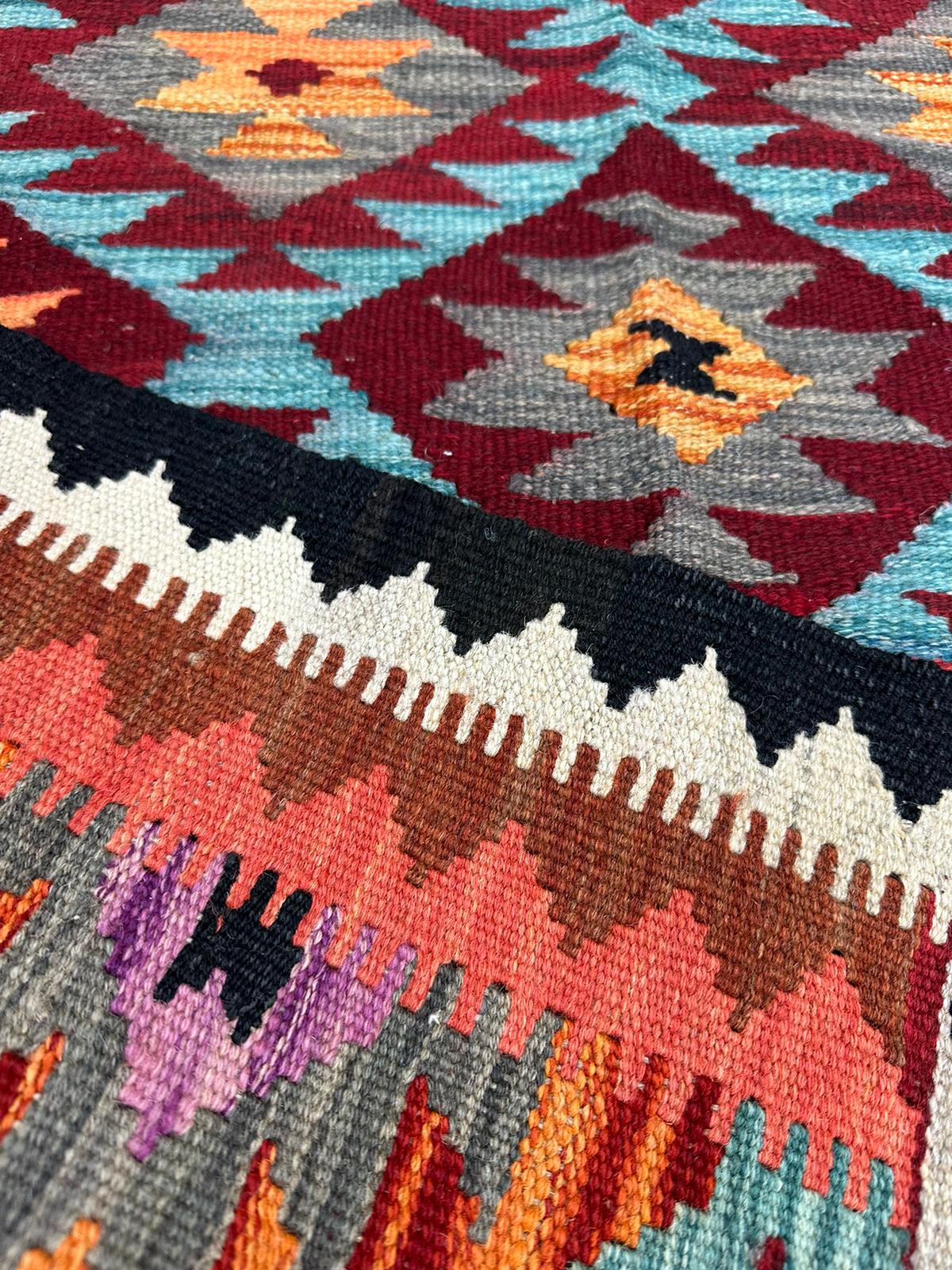 3'9.5'' x 2'10'' Afghan Kilim Handmade Rug