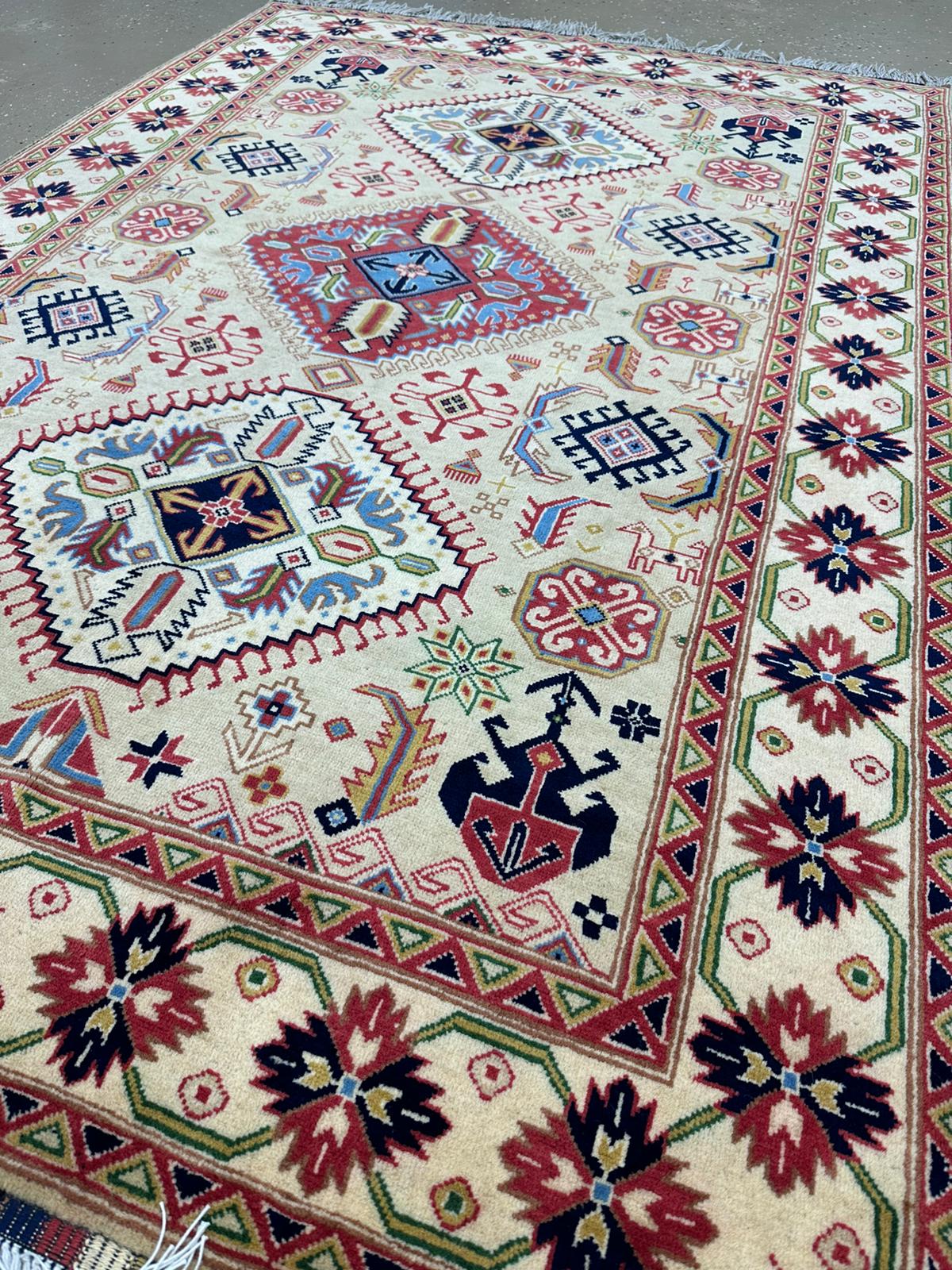 7'5'' x 4'11'' Fine Afghan Handmade Wool Rug