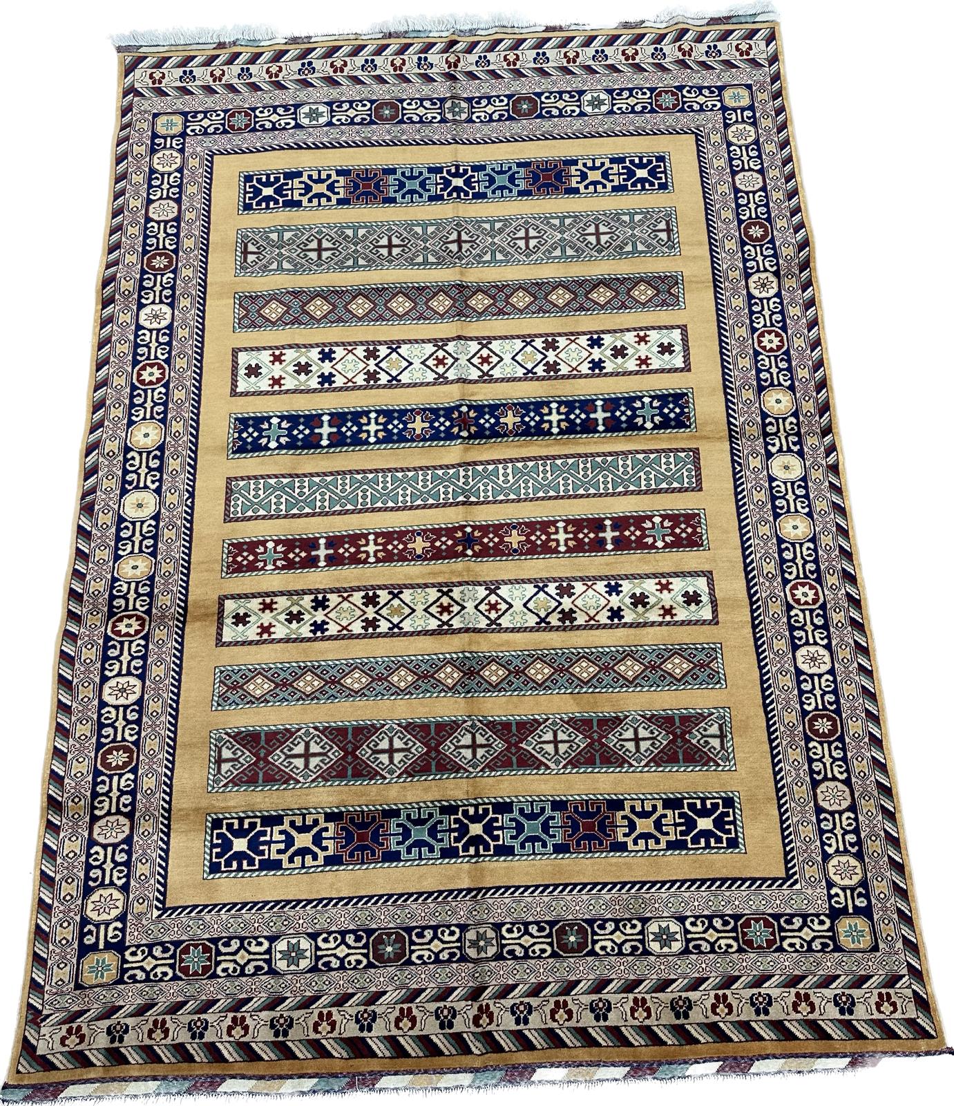 9'5'' x 6'7'' Fine Afghan Handmade Wool Rug