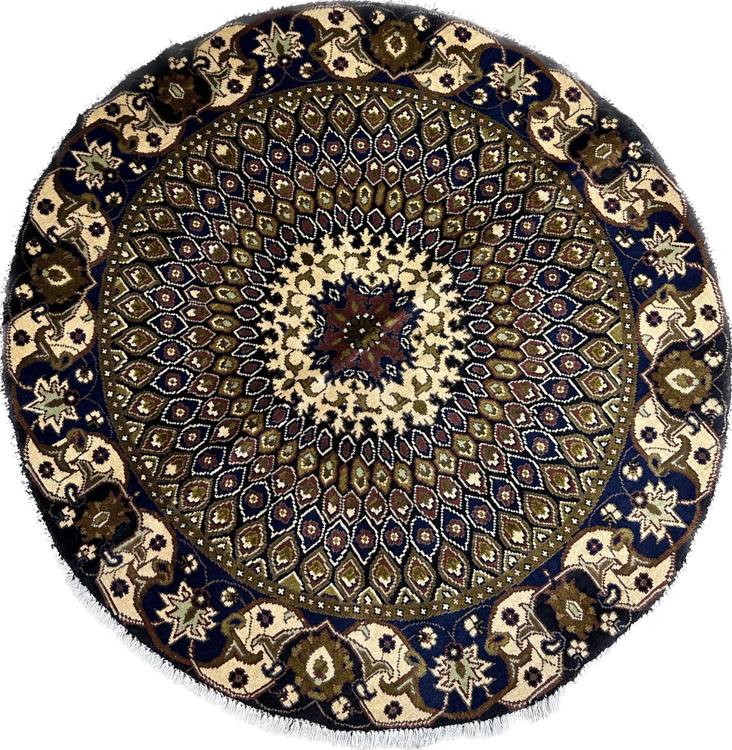 3'5'' x 3'5'' Round Par E Tawos Handmade Rug