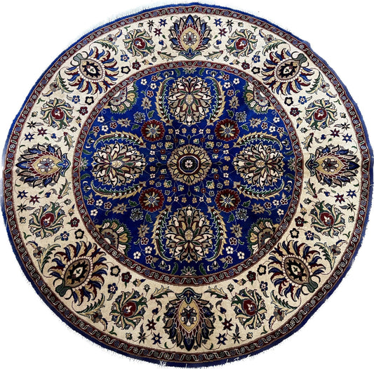 6'6'' x 6'6'' Round Handmade Royal Blue Rug