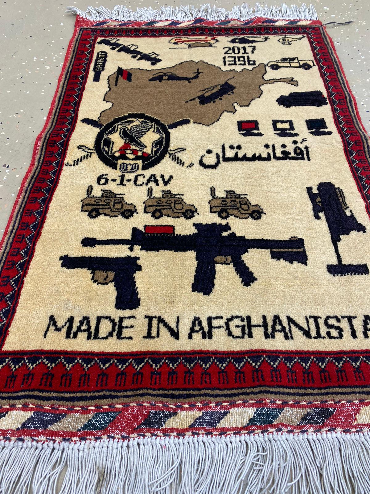 2'11'' x 1'11'' Afghanistan Map Handmade Rug