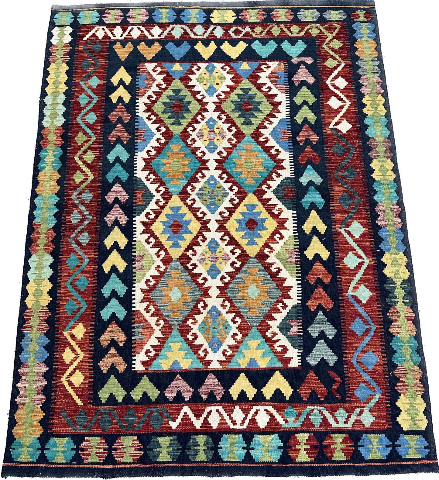 6'8.5'' x 5'1'' Afghan Kilim Handmade Rug