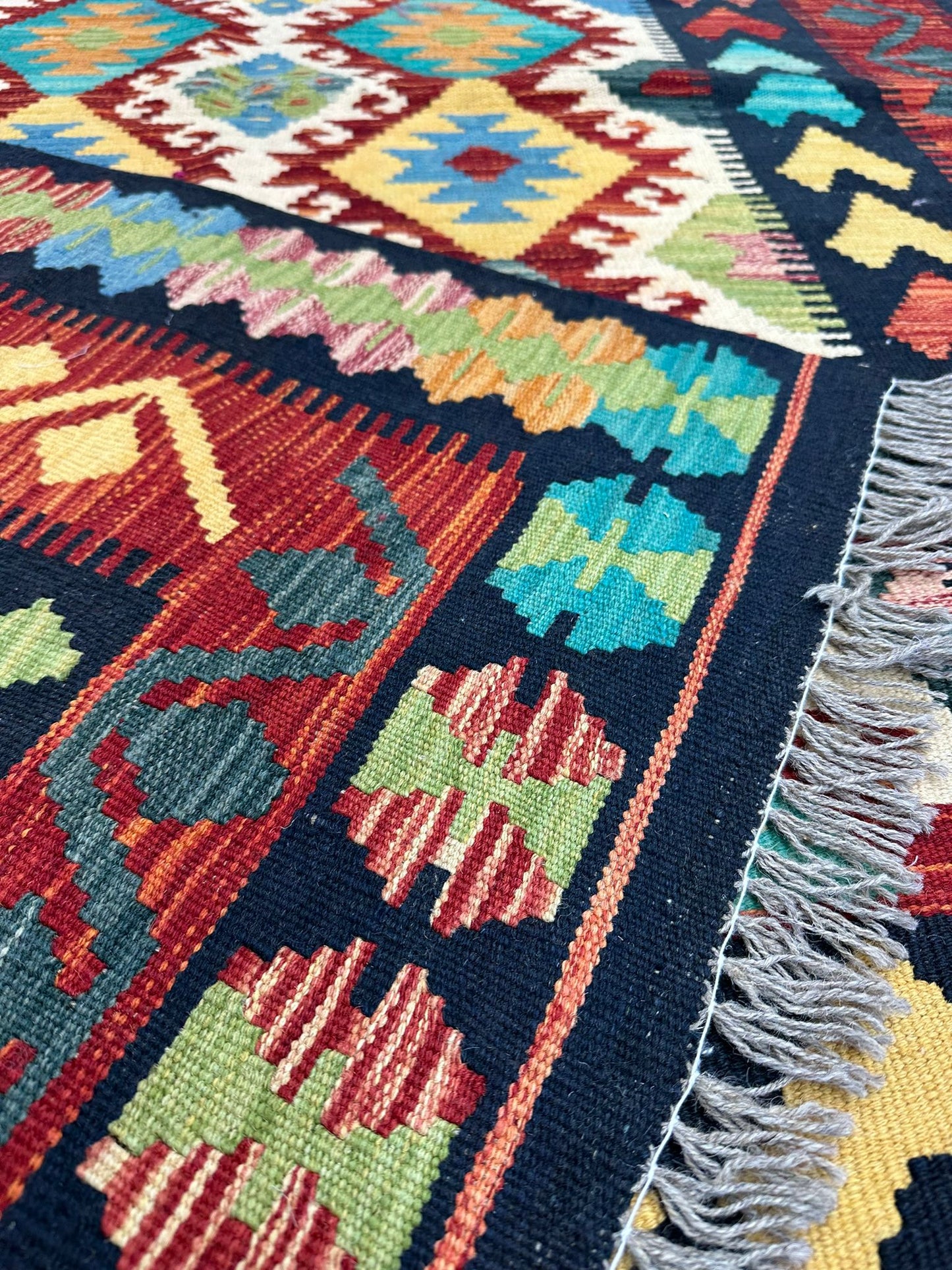 6'8.5'' x 5'1'' Afghan Kilim Handmade Rug