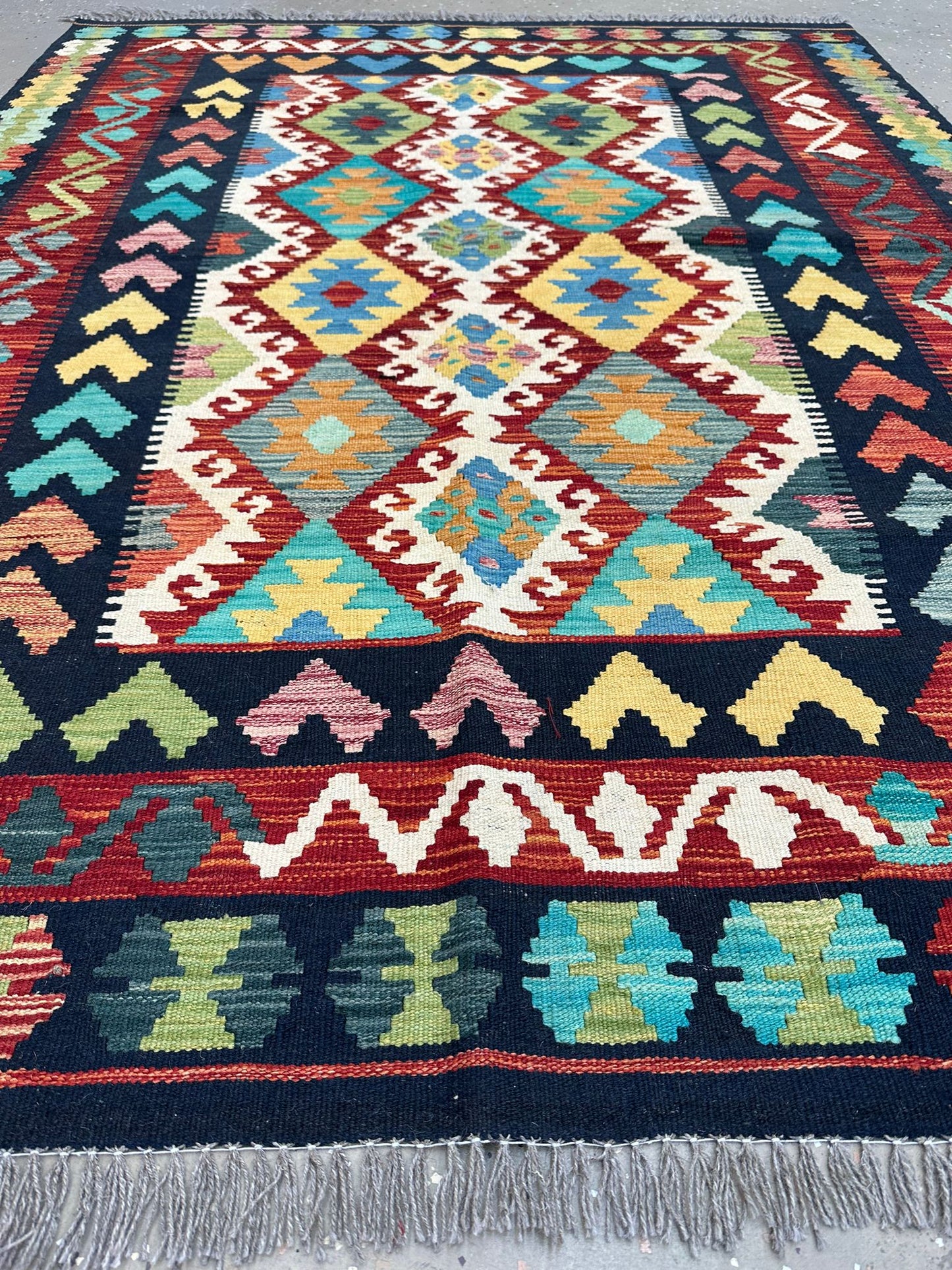 6'8.5'' x 5'1'' Afghan Kilim Handmade Rug